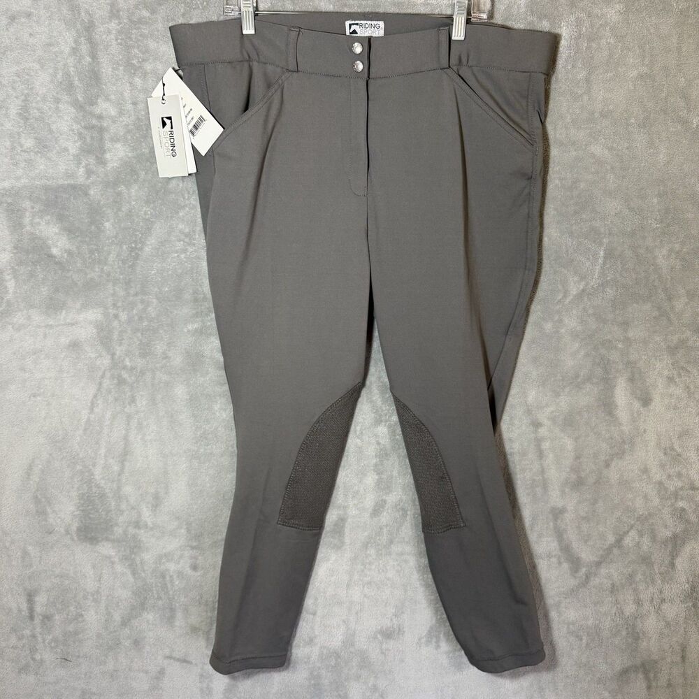 NWT Riding Sport Dover Women Sz 40 Gray Knee Patch Equestrian Breeches Essential